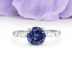 Classic Retro Luxury 4-Prong Round Cut Tanzanite Engagement Ring - Additional view