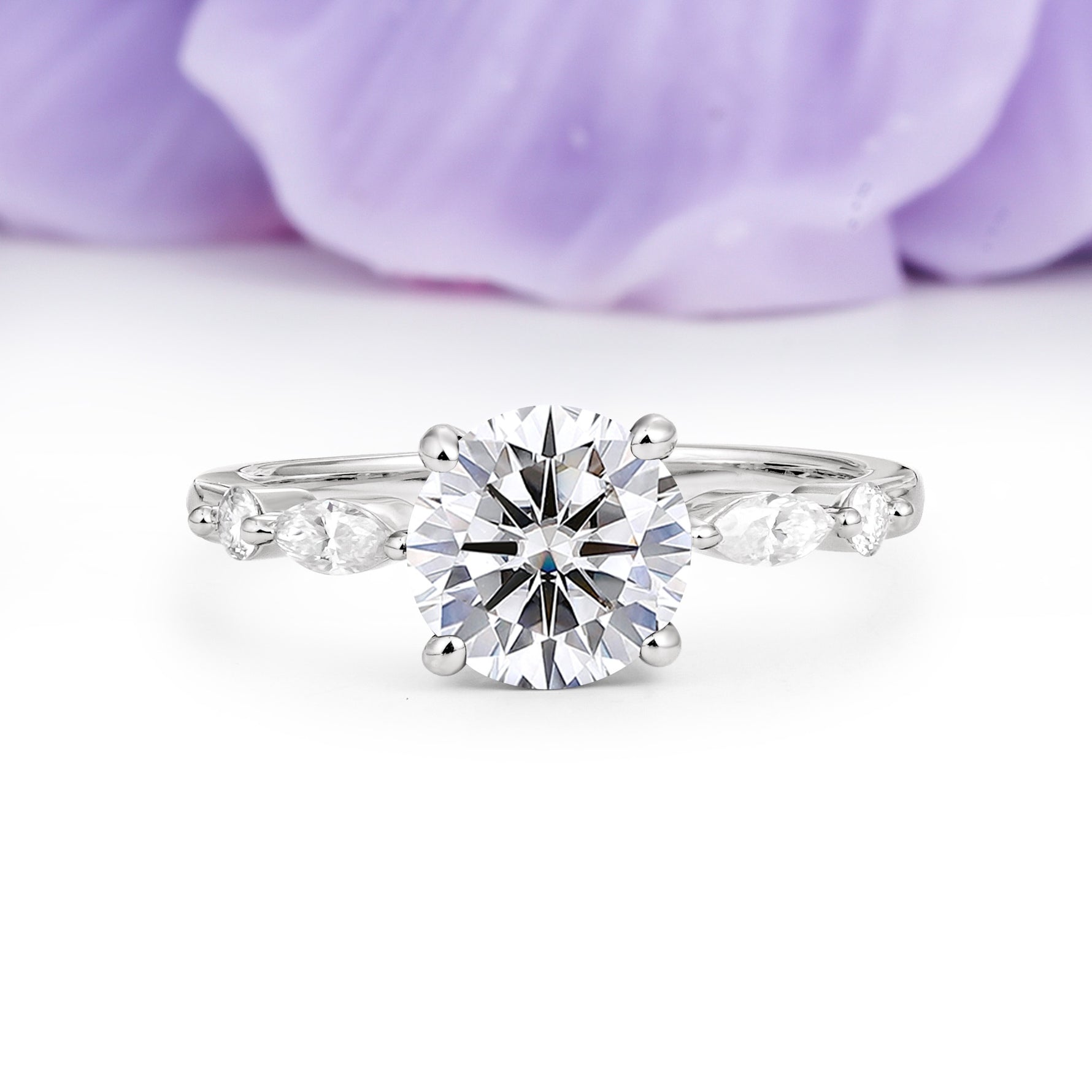 Classic Retro Luxury 4-Prong Round Cut Lab Diamond Engagement Ring - Additional view