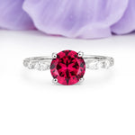 Classic Retro Luxury 4-Prong Round Cut Ruby Engagement Ring - Additional view