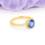 Classic Retro Luxury 4-Prong Round Cut Sapphire Engagement Ring - Additional view