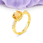 Classic Retro Luxury 4-Prong Round Cut Citrine Engagement Ring - Additional view