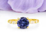Classic Retro Luxury 4-Prong Round Cut Tanzanite Engagement Ring - Additional view