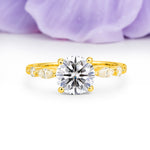 Classic Retro Luxury 4-Prong Round Cut Lab Diamond Engagement Ring - Additional view