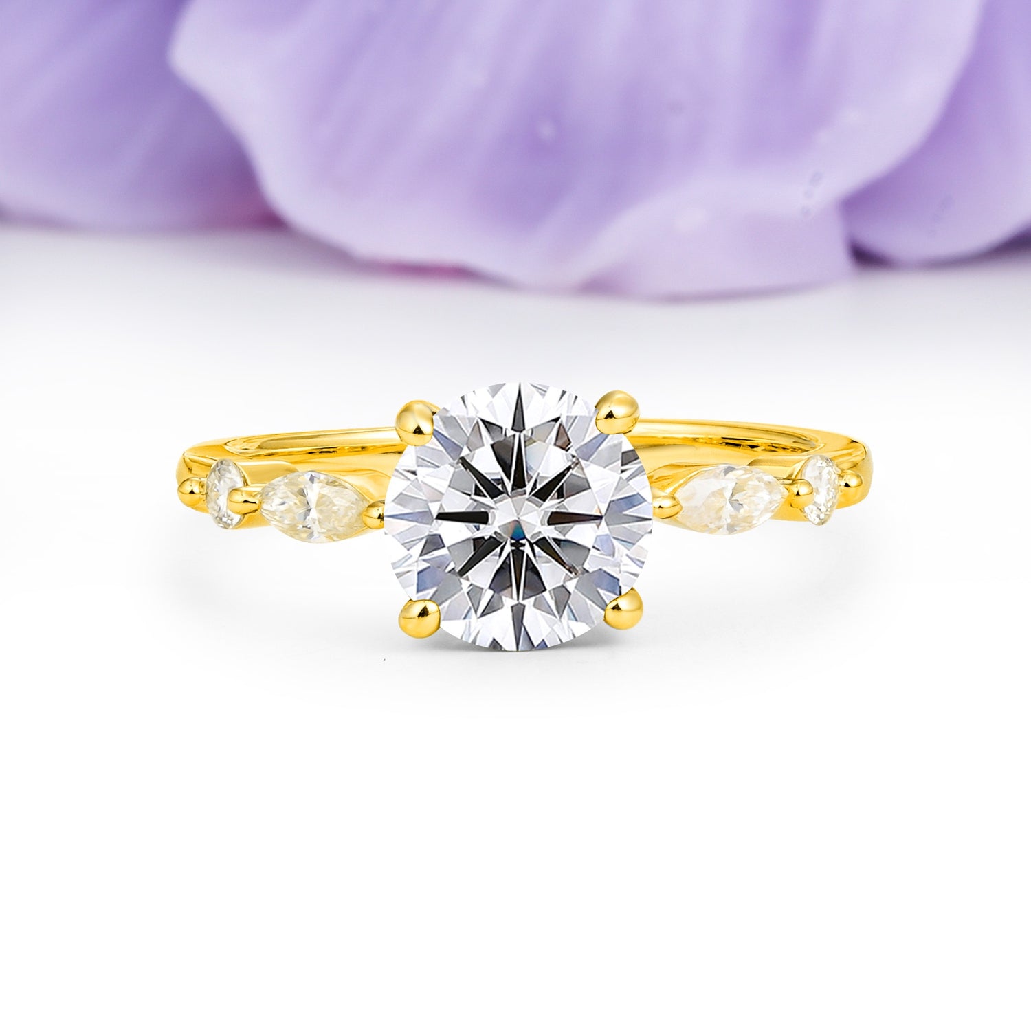 Classic Retro Luxury 4-Prong Round Cut Lab Diamond Engagement Ring - Additional view