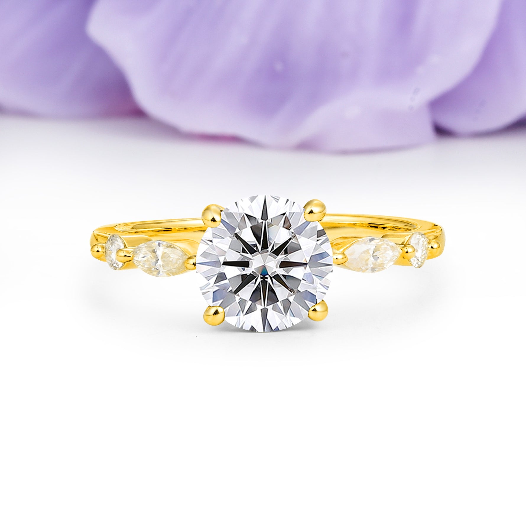 Classic Retro Luxury 4-Prong Round Cut Lab Diamond Engagement Ring - Additional view