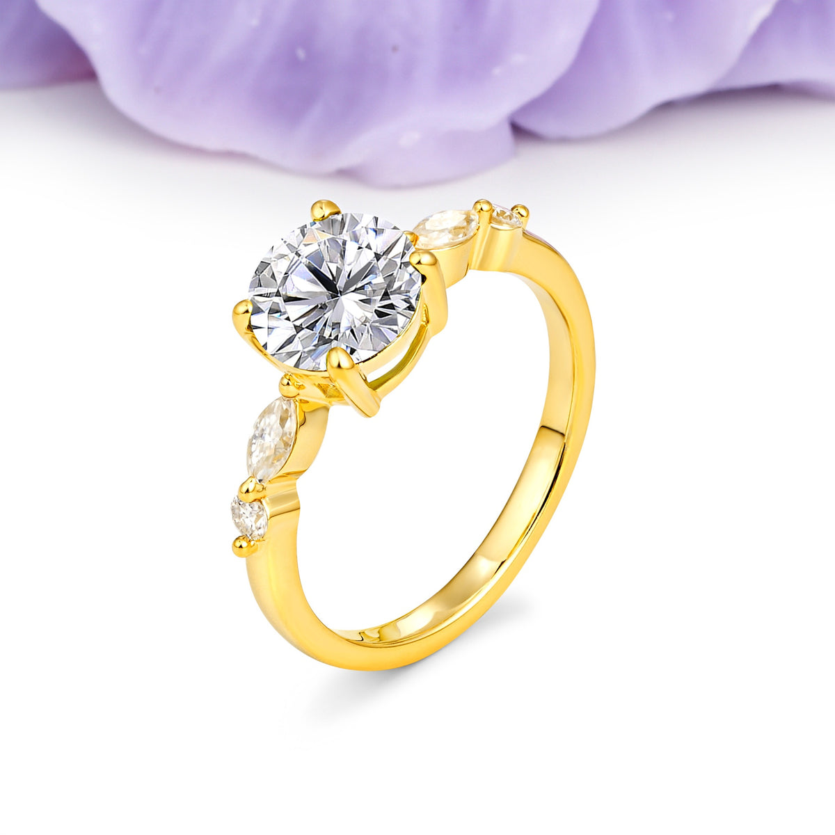 Classic Retro Luxury 4-Prong Round Cut Lab Diamond Engagement Ring - Additional view