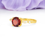 Classic Retro Luxury 4-Prong Round Cut Garnet Engagement Ring - Additional view