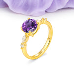 Classic Retro Luxury 4-Prong Round Cut Amethyst Engagement Ring - Additional view