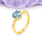 Classic Retro Luxury 4-Prong Round Cut Aquamarine Engagement Ring - Additional view
