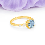 Classic Retro Luxury 4-Prong Round Cut Aquamarine Engagement Ring - Additional view