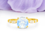 Classic Retro Luxury 4-Prong Round Cut Moonstone Engagement Ring - Additional view