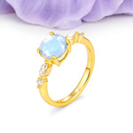 Classic Retro Luxury 4-Prong Round Cut Moonstone Engagement Ring - Additional view