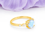 Classic Retro Luxury 4-Prong Round Cut Moonstone Engagement Ring - Additional view