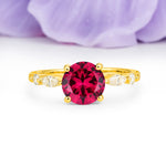 Classic Retro Luxury 4-Prong Round Cut Ruby Engagement Ring - Additional view