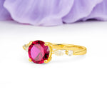 Classic Retro Luxury 4-Prong Round Cut Ruby Engagement Ring - Additional view