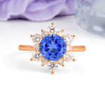 Luxurious Flower-Shaped 12-Prong Round Cut Sapphire Engagement Ring - Additional view