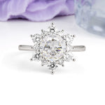 Luxurious Flower-Shaped 12-Prong Round Cut Moissanite Engagement Ring - Additional view
