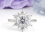 Luxurious Flower-Shaped 12-Prong Round Cut Lab Diamond Engagement Ring - Additional view