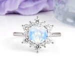 Luxurious Flower-Shaped 12-Prong Round Cut Moonstone Engagement Ring - Additional view