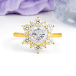 Luxurious Flower-Shaped 12-Prong Round Cut Moissanite Engagement Ring - Additional view
