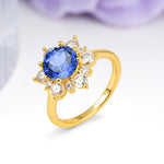 Luxurious Flower-Shaped 12-Prong Round Cut Sapphire Engagement Ring - Additional view