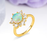 Luxurious Flower-Shaped 12-Prong Round Cut Fire Opal Engagement Ring - Additional view