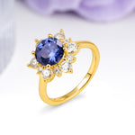 Luxurious Flower-Shaped 12-Prong Round Cut Tanzanite Engagement Ring - Additional view