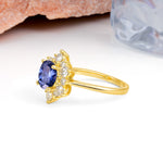 Luxurious Flower-Shaped 12-Prong Round Cut Tanzanite Engagement Ring - Additional view