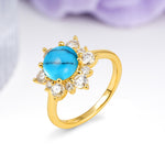Luxurious Flower-Shaped 12-Prong Round Cut Turquoise Engagement Ring - Additional view