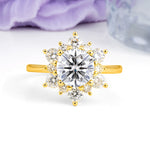 Luxurious Flower-Shaped 12-Prong Round Cut Lab Diamond Engagement Ring - Additional view