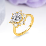 Luxurious Flower-Shaped 12-Prong Round Cut Lab Diamond Engagement Ring - Additional view