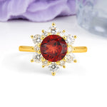 Luxurious Flower-Shaped 12-Prong Round Cut Garnet Engagement Ring - Additional view