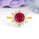 Luxurious Flower-Shaped 12-Prong Round Cut Ruby Engagement Ring - Additional view