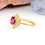 Luxurious Flower-Shaped 12-Prong Round Cut Ruby Engagement Ring - Additional view