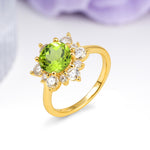 Luxurious Flower-Shaped 12-Prong Round Cut Peridot Engagement Ring - Additional view