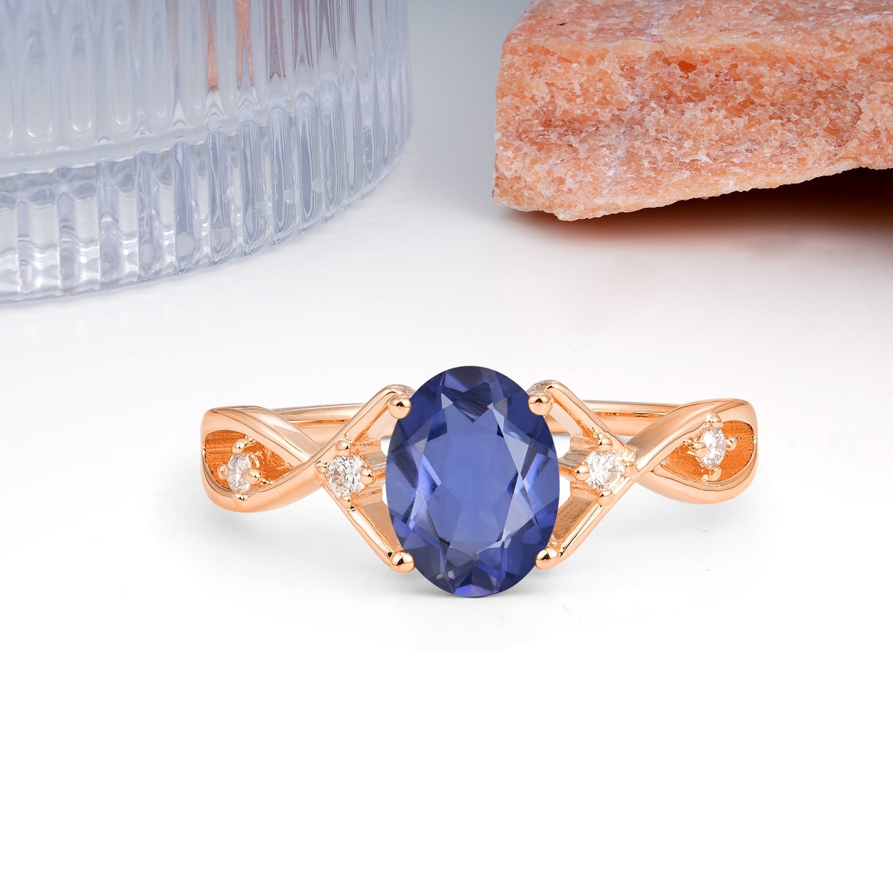 Classic Twisted Luxury 4-Prong Oval Cut Tanzanite Engagement Ring - Additional view