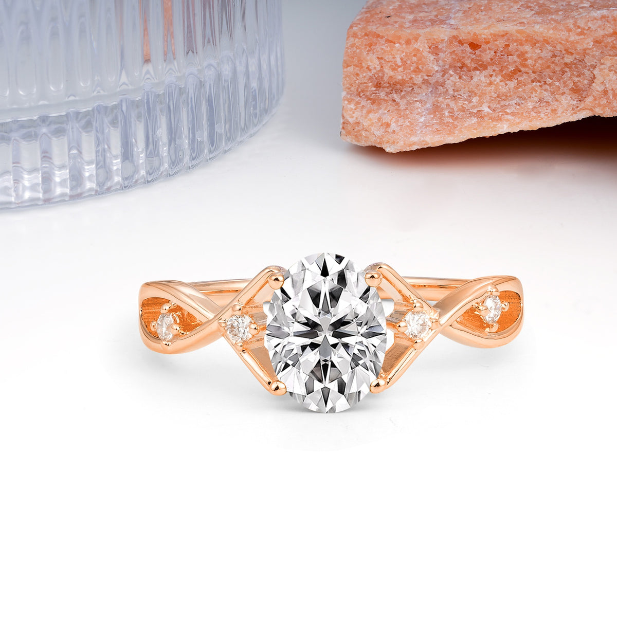 Classic Twisted Luxury 4-Prong Oval Cut Lab Diamond Engagement Ring - Additional view
