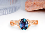 Classic Twisted Luxury 4-Prong Oval Cut Alexandrite Engagement Ring - Additional view