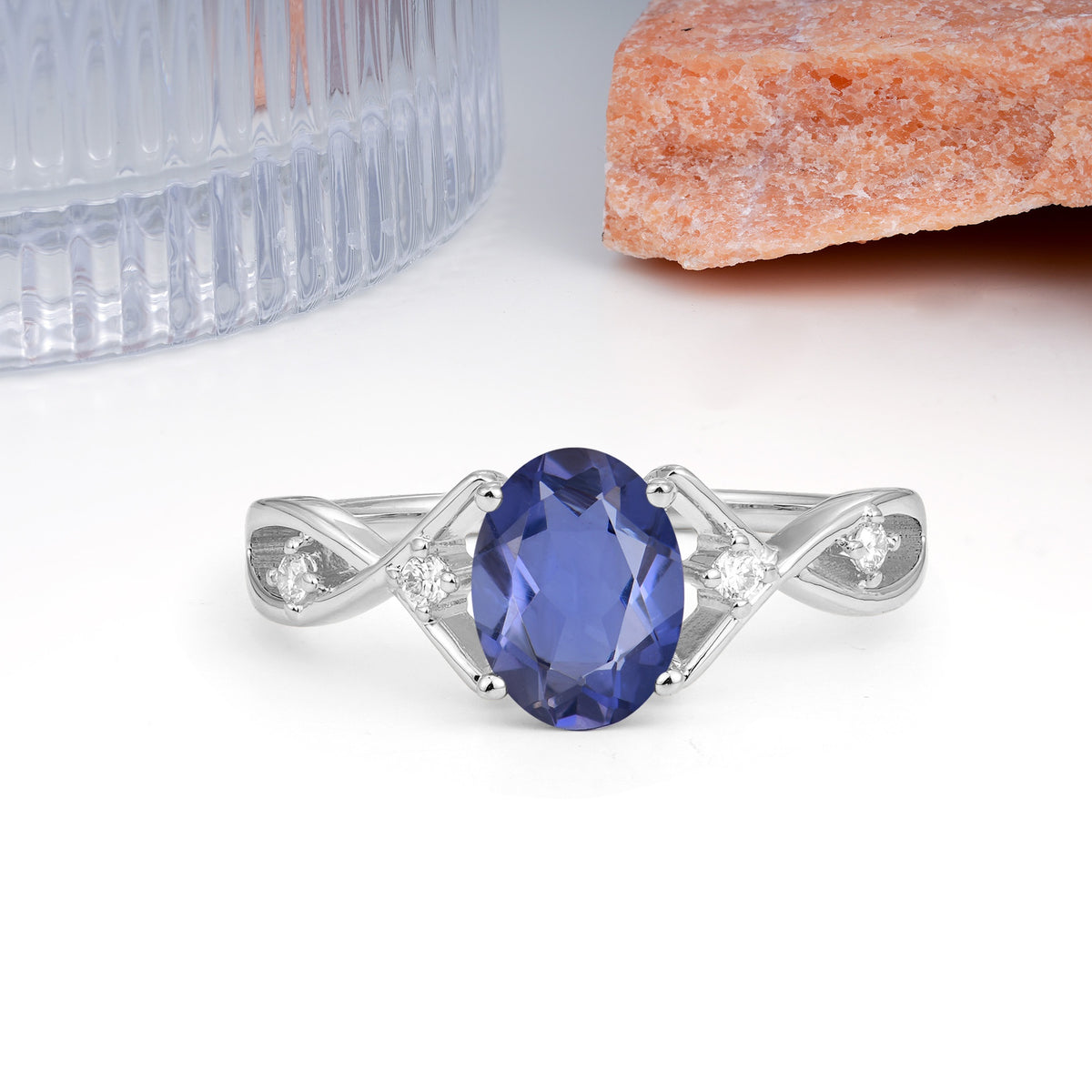 Classic Twisted Luxury 4-Prong Oval Cut Tanzanite Engagement Ring - Additional view