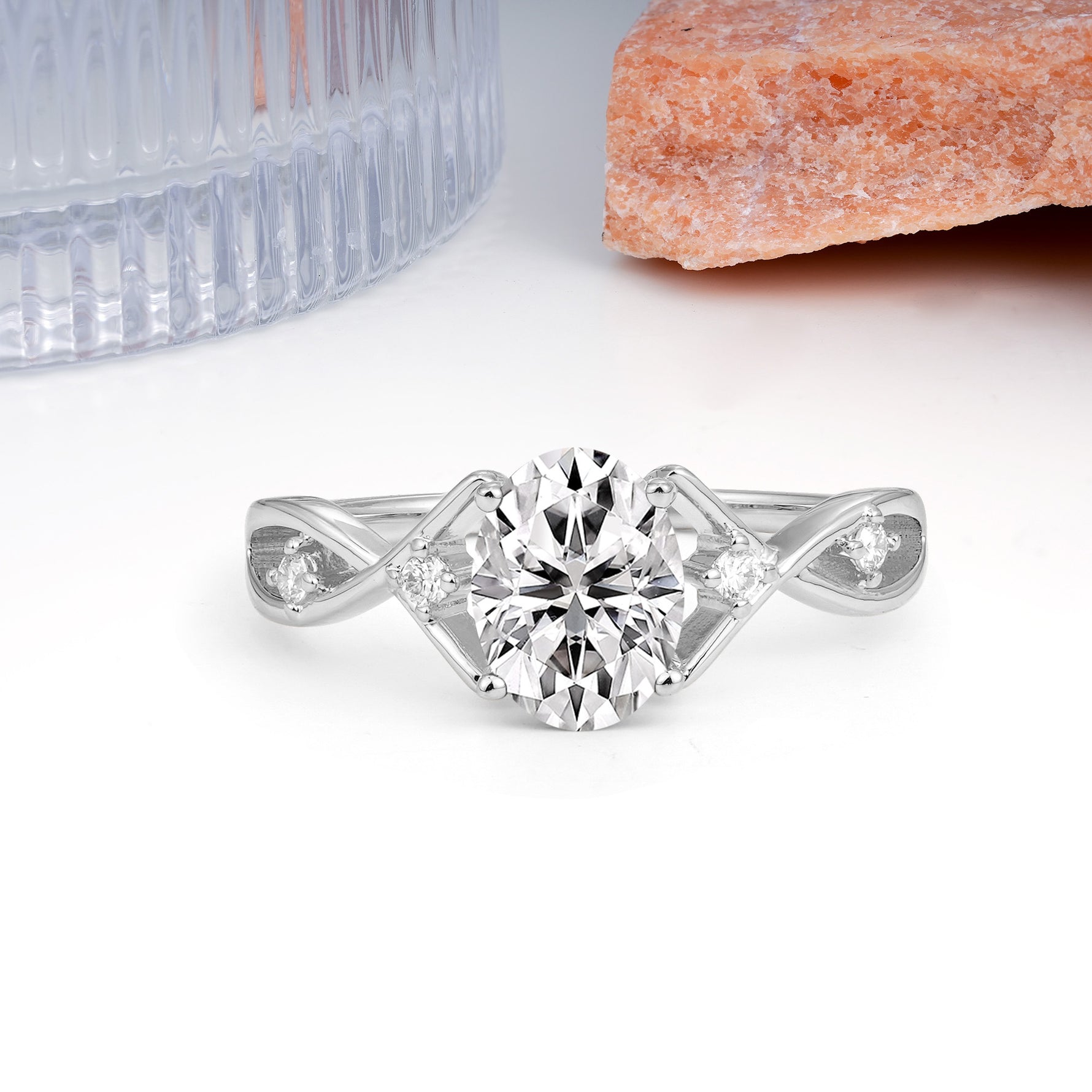 Classic Twisted Luxury 4-Prong Oval Cut Lab Diamond Engagement Ring - Additional view