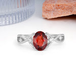 Classic Twisted Luxury 4-Prong Oval Cut Garnet Engagement Ring - Additional view