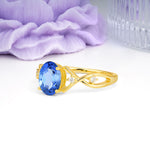 Classic Twisted Luxury 4-Prong Oval Cut Sapphire Engagement Ring - Additional view