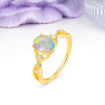 Classic Twisted Luxury 4-Prong Oval Cut Fire Opal Engagement Ring - Additional view