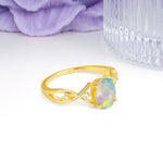 Classic Twisted Luxury 4-Prong Oval Cut Fire Opal Engagement Ring - Additional view