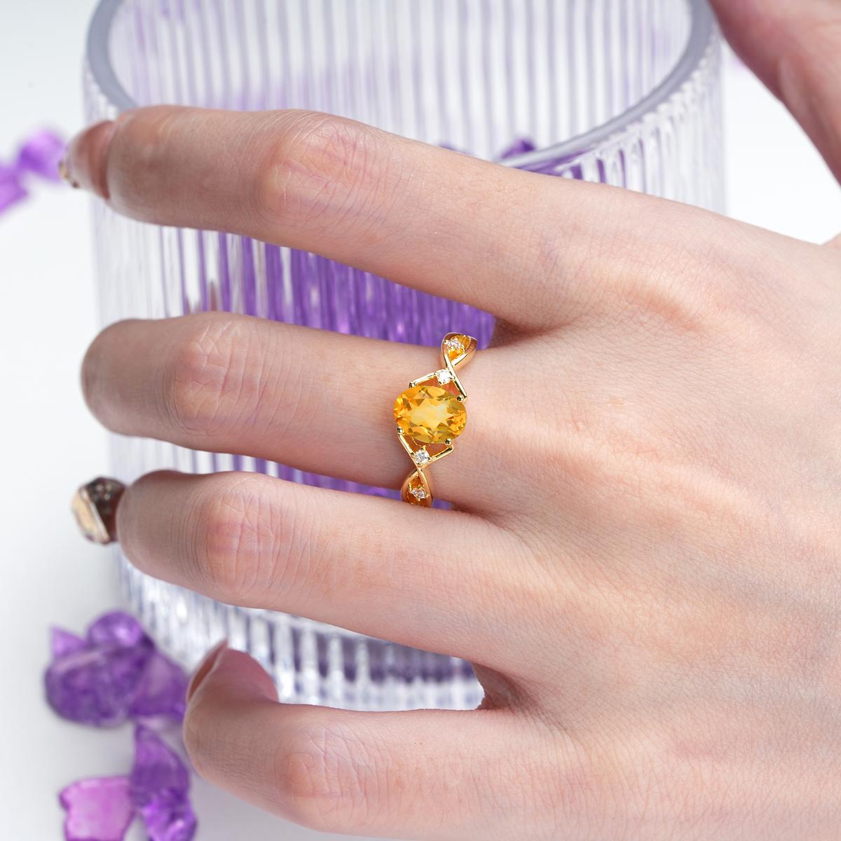 Classic Twisted Luxury 4-Prong Oval Cut Citrine Engagement Ring