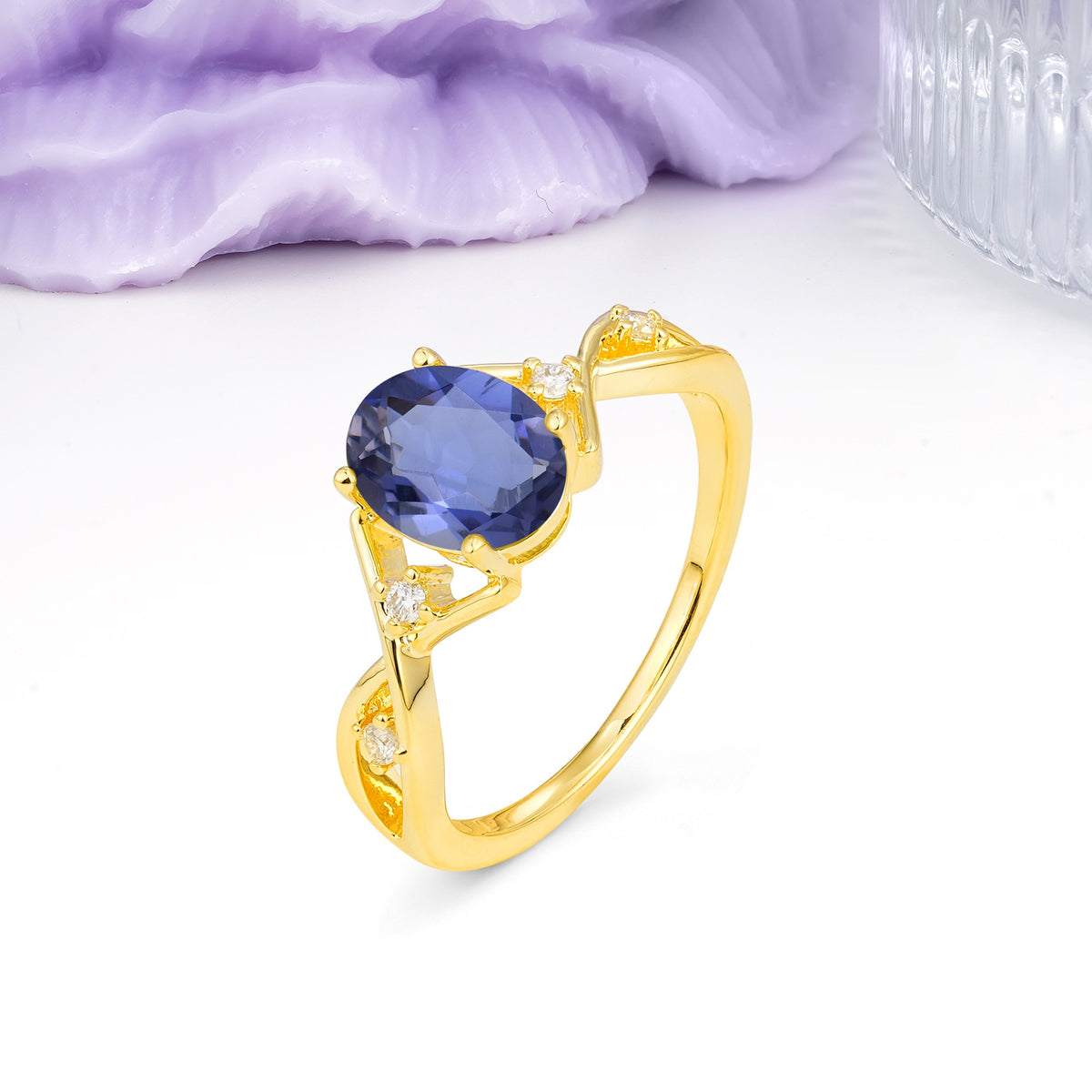 Classic Twisted Luxury 4-Prong Oval Cut Tanzanite Engagement Ring - Additional view