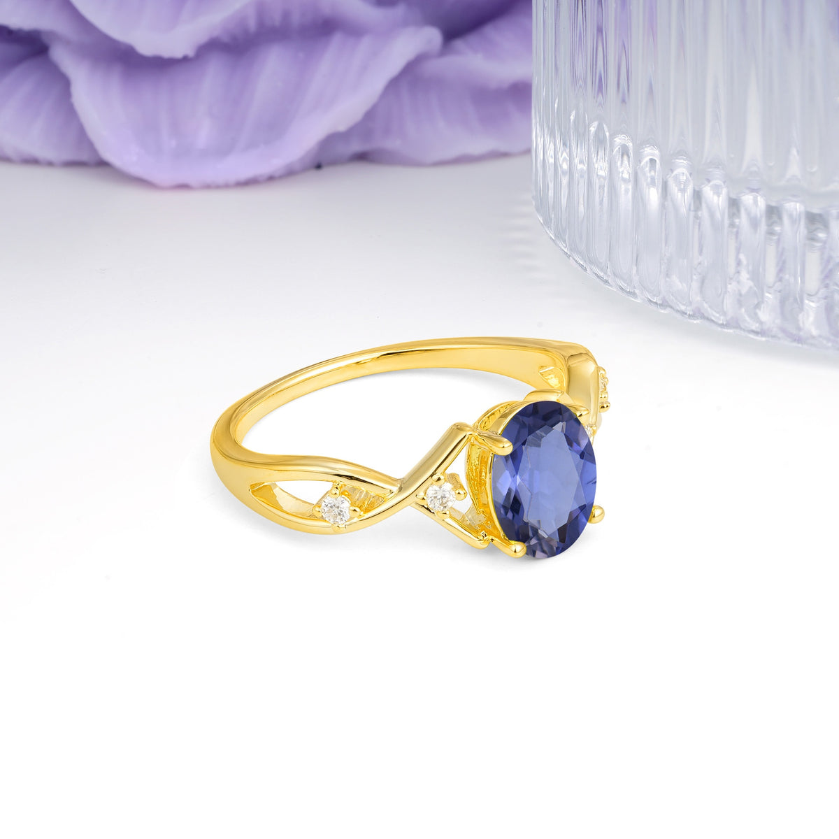 Classic Twisted Luxury 4-Prong Oval Cut Tanzanite Engagement Ring - Additional view