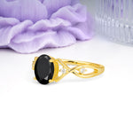 Classic Twisted Luxury 4-Prong Oval Cut Black Onyx Engagement Ring - Additional view