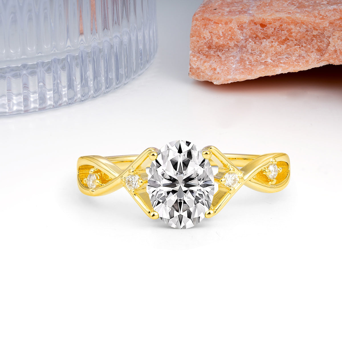 Classic Twisted Luxury 4-Prong Oval Cut Lab Diamond Engagement Ring - Additional view