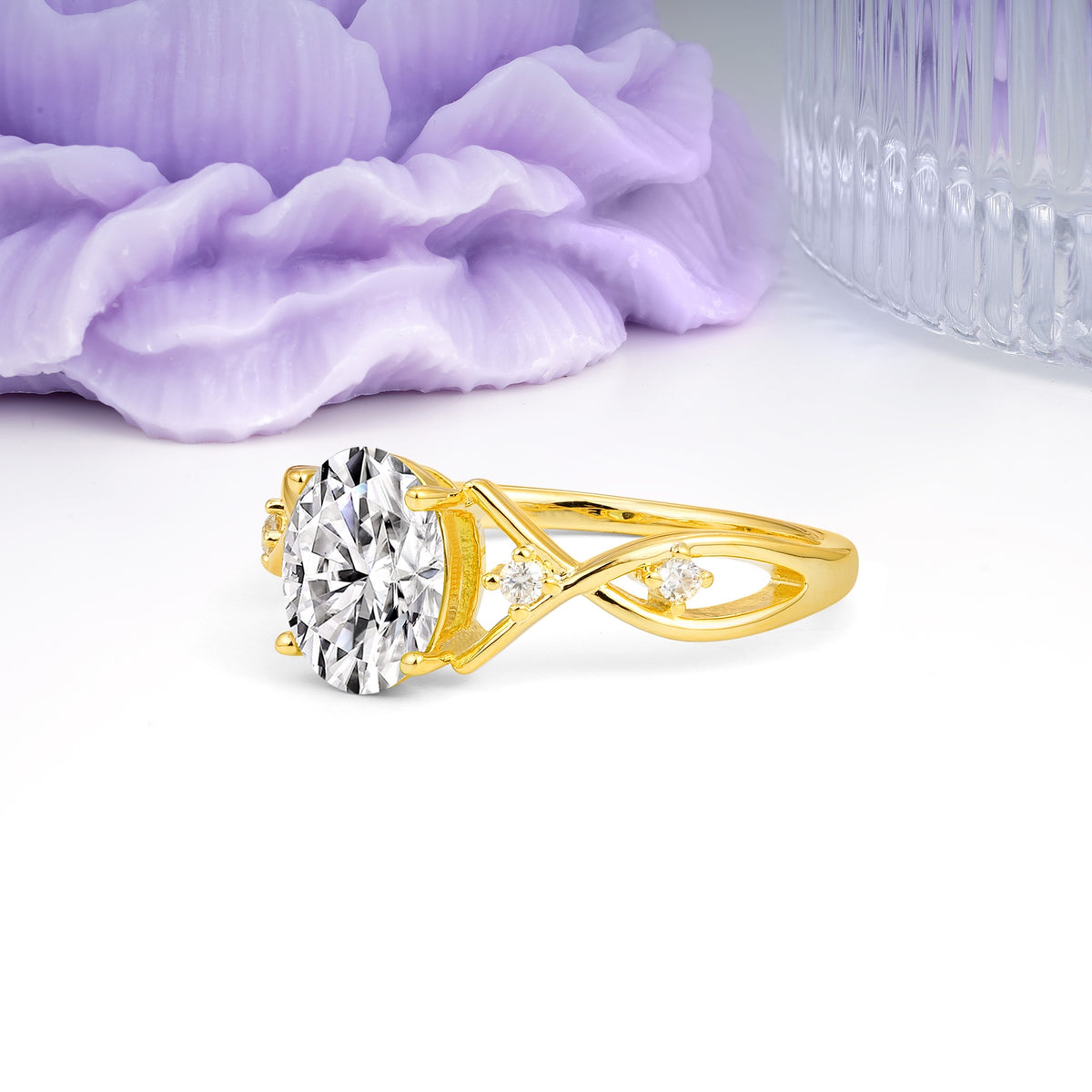 Classic Twisted Luxury 4-Prong Oval Cut Lab Diamond Engagement Ring - Additional view